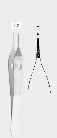 Пінцет АДСОН (ADSON), делікатний, з перехресними насічками, з двома отворами, 12,0 см (cm)